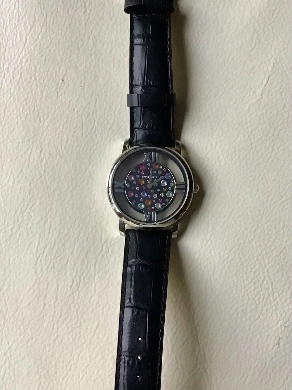 CAPRI Multijoy Steel Black Watch with Multicolored Crystal Dial